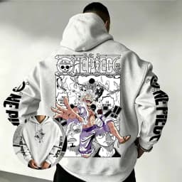 One Piece Luffy Gear 5 Zoro Sanji Hoodie 2026 New Japanese Anime Fashion Y2K Casual Sportswear Men's Couple Hooded Sweatshirt