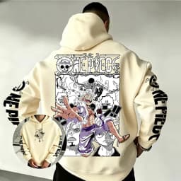 One Piece Luffy Gear 5 Zoro Sanji Hoodie 2026 New Japanese Anime Fashion Y2K Casual Sportswear Men's Couple Hooded Sweatshirt