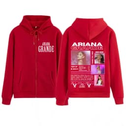 Singer Ariana Grande Tour Fashion Print Zipper Hoodie Men Women Harajuku Streetwear Long-sleeved Casual Thick Zip Up Sportswear
