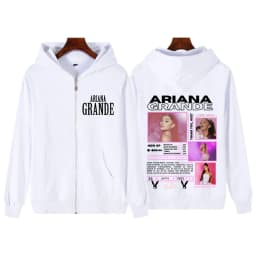 Singer Ariana Grande Tour Fashion Print Zipper Hoodie Men Women Harajuku Streetwear Long-sleeved Casual Thick Zip Up Sportswear