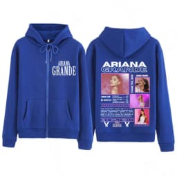 Singer Ariana Grande Tour Fashion Print Zipper Hoodie Men Women Harajuku Streetwear Long-sleeved Casual Thick Zip Up Sportswear