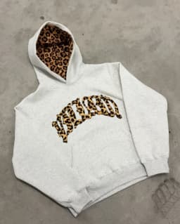 Leopard Print Letter Embroidery American Hip-hop Men Hoodie Retro Harajuku Street Sports Suit Fashionable Casual Sweatshirts ﻿