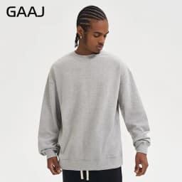 GAAJ 100% Cotton Sweatshirt Men Women,Brand Solid Streetwear,Autum Winter Long Sleeve Pullover,Quality Unisex Clothing,320Gsm