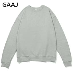GAAJ 100% Cotton Sweatshirt Men Women,Brand Solid Streetwear,Autum Winter Long Sleeve Pullover,Quality Unisex Clothing,320Gsm
