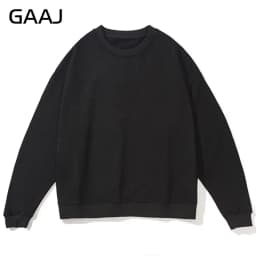 GAAJ 100% Cotton Sweatshirt Men Women,Brand Solid Streetwear,Autum Winter Long Sleeve Pullover,Quality Unisex Clothing,320Gsm