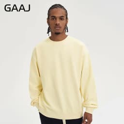 GAAJ 100% Cotton Sweatshirt Men Women,Brand Solid Streetwear,Autum Winter Long Sleeve Pullover,Quality Unisex Clothing,320Gsm