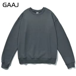 GAAJ 100% Cotton Sweatshirt Men Women,Brand Solid Streetwear,Autum Winter Long Sleeve Pullover,Quality Unisex Clothing,320Gsm