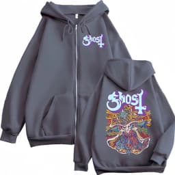Ghost Band Graphic Zipper Hoodies Men Women Fashion Y2k Oversized Zip Up Sweatshirts Gothic Rock Hip Hop Pullovers Streetwear