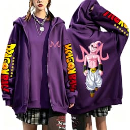 Dragon Ball Majin Buu Zip Up Hoodie Japanese Anime Fashion Y2K Hooded Jacket Streetwear Casual Sweatshirt Men's Couple Coat
