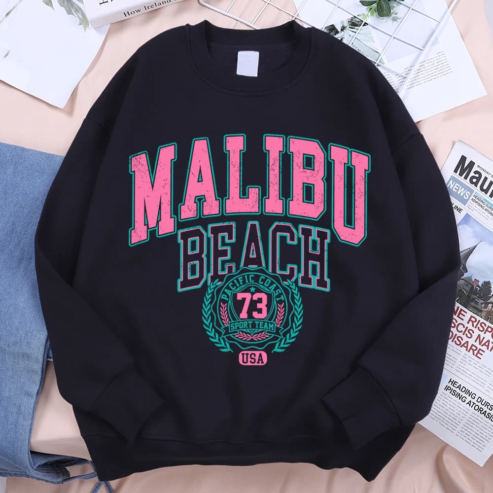 Malibu Beach Usa 73 Hoodie Men Women Loose Sweatshirt Creativity O-Neck Hoodies Street Fashion Oversize Hoody Couple Sportswear
