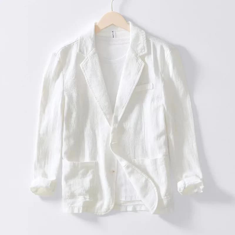 man's Coat 2026 New Casual Suit single-layer Jacket Solid Color Cotton Linen Solid Color Button Pocket Long Sleeve Clothing