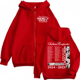 Sabrina Carpenter Short N' Sweet Tour 2025 Zipper Hoodie Fashion Aesthetic Zip Up Sweatshirts Men Women Casual Loose Pullovers