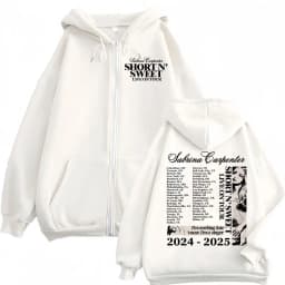 Sabrina Carpenter Short N' Sweet Tour 2025 Zipper Hoodie Fashion Aesthetic Zip Up Sweatshirts Men Women Casual Loose Pullovers