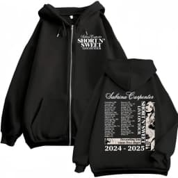 Sabrina Carpenter Short N' Sweet Tour 2025 Zipper Hoodie Fashion Aesthetic Zip Up Sweatshirts Men Women Casual Loose Pullovers