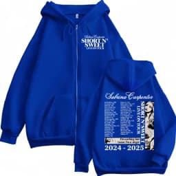 Sabrina Carpenter Short N' Sweet Tour 2025 Zipper Hoodie Fashion Aesthetic Zip Up Sweatshirts Men Women Casual Loose Pullovers