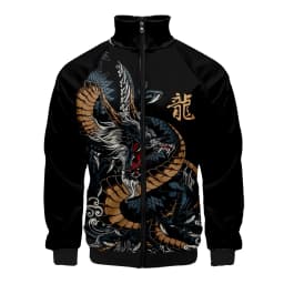 Coats Anime Dragon Cosplay Costume Hoodies 3D Printed Stand Collar Zipper Jacket Sportswear Sweatshirt