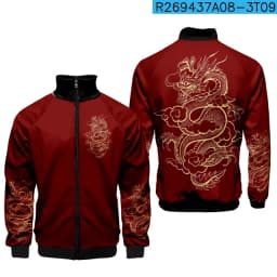 Coats Anime Dragon Cosplay Costume Hoodies 3D Printed Stand Collar Zipper Jacket Sportswear Sweatshirt