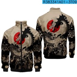 Coats Anime Dragon Cosplay Costume Hoodies 3D Printed Stand Collar Zipper Jacket Sportswear Sweatshirt