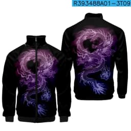 Coats Anime Dragon Cosplay Costume Hoodies 3D Printed Stand Collar Zipper Jacket Sportswear Sweatshirt