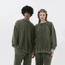 Oversize Top High Street Retro Solid Color Worn Looking Washed-out Men's and Women's Hip Hop Loose American round Neck Sweater