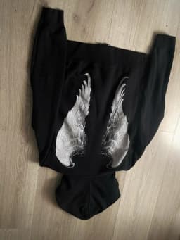 Mens Black Wing Pattern Zip Up Hoodie Street Style Trendy Young Stylish Casual Urban Hip Hop Cool Hooded Sweatshirt for Men
