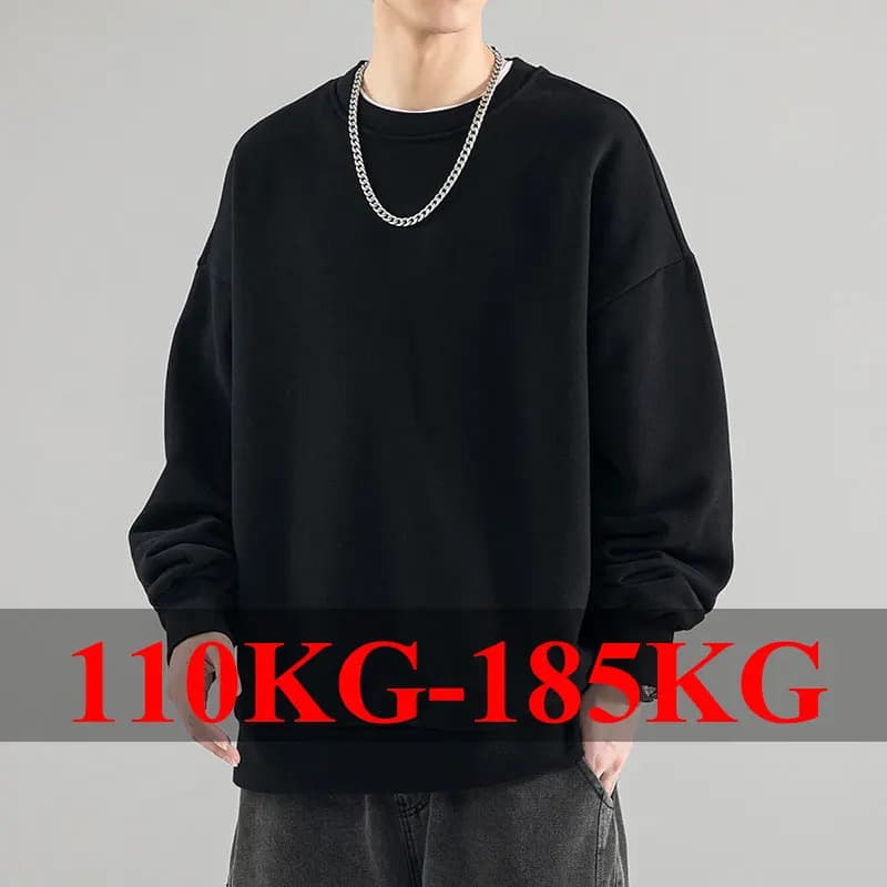 Plus Size Men's Pullovers Full Cotton Sweatshirts 5XL 6XL 7XL Autumn Winter Long Sleeves Printed Tops Male Clothing 110kg-180kg