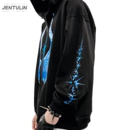 Hip Hop Zipper Men Hoodie Bright Side Graphic Zip Up Hooded Pullover Sweatshirts Winter Streetwear Jacket Y2K Coat Clothing Goth