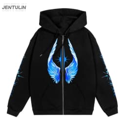 Hip Hop Zipper Men Hoodie Bright Side Graphic Zip Up Hooded Pullover Sweatshirts Winter Streetwear Jacket Y2K Coat Clothing Goth