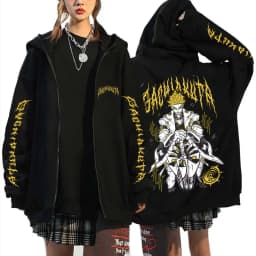 Anime Gachiakuta Enjin Merch Zipper Hoodie Men Women Casual Oversized Zip Up Jacket Male Cartoon Manga Cosplay Zip Up Sweatshirt
