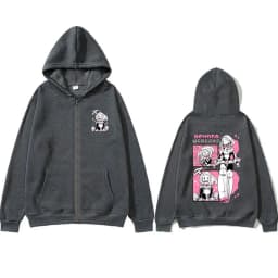 Anime My Hero Academia Zipper Hoodie Cartoon Ochaco Uraraka Zip Up Jacket Men Women Y2k Cute Kawaii Oversized Zip Up Sweatshirt