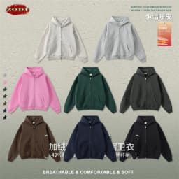 ZODF Fashion Winter 345gsm Boxy Fleece Zipper Hoodie For Men Unisex Cusual Loose Fit Warm Hooded Coat Outwears HY1178