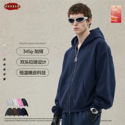 ZODF Fashion Winter 345gsm Boxy Fleece Zipper Hoodie For Men Unisex Cusual Loose Fit Warm Hooded Coat Outwears HY1178