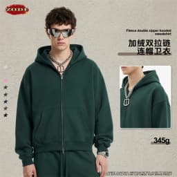 ZODF Fashion Winter 345gsm Boxy Fleece Zipper Hoodie For Men Unisex Cusual Loose Fit Warm Hooded Coat Outwears HY1178