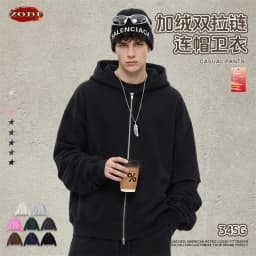 ZODF Fashion Winter 345gsm Boxy Fleece Zipper Hoodie For Men Unisex Cusual Loose Fit Warm Hooded Coat Outwears HY1178
