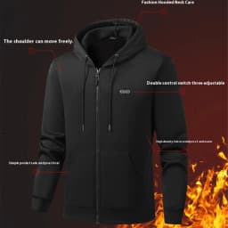 USB Heating Hoodie Jacket Men Zipper Hoodie Autumn Winter Warm 17 Zones Electric Heated Hoodies Jackets Male