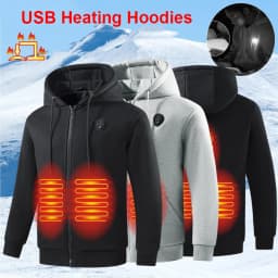 USB Heating Hoodie Jacket Men 5 Zones Electric Heated Hoodies Autumn Winter Warm Zippered Hoodie Male Big Size 5XL