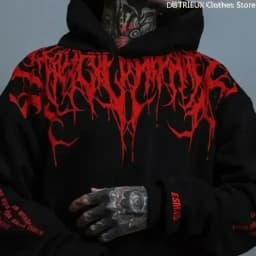 Autumn/Winter Men's Fleece Hoodie Evil Blood Super Size Casual Hoodie Street Hip-hop Personality Printed SportsHoodie Sweatshirt