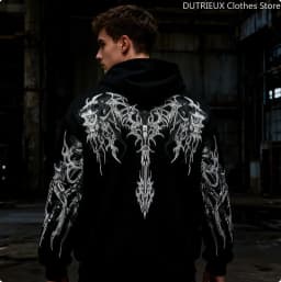 Autumn/Winter Men's Fleece Hoodie Evil Blood Super Size Casual Hoodie Street Hip-hop Personality Printed SportsHoodie Sweatshirt