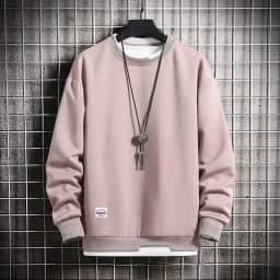 2024 spring Mens Casual Sweatshirts Fashion Fake Two Pieces O Neck Hoodies Men Harajuku Streetwear Tops Autumn Male Sweatshirt