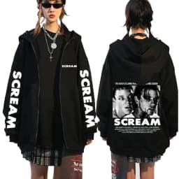 Horror Movie Scream Billy Loomis Zipper Hoodie Men Women Casual Vintage Zip Up Jacket Men's Fashion Oversized Zip Up Sweatshirt