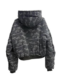 Mens Womens American Street Camouflage Cropped Zip Up Hoodie Loose Fit Drop Shoulder Reversible Jacket Casual Streetwear Top