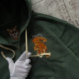 Y2k Tiger Embroidered Hoodie Retro Double Zipper Men Sweatshirt Harajuku Aesthetic Streetwear Unisex French Terry Casual Coat