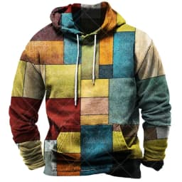 Retro Men's Clothing Hoodie 3D Printed Color Hoodie Long-sleeved Sweatshirt Men's Streetwear Unisex Casual Sweatshirt Tops
