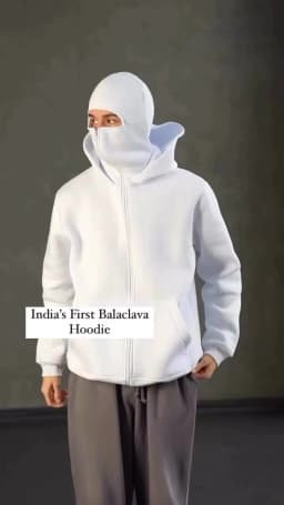 Balaclava Fashion Personality Hoodie Men Soild Color Double Layer Hooded Pullover Sweatshirt Y2k Retro Hip Hop Winter Streetwear