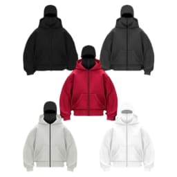 Balaclava Fashion Personality Hoodie Men Soild Color Double Layer Hooded Pullover Sweatshirt Y2k Retro Hip Hop Winter Streetwear