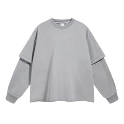 Spring Autumn New Fashion Men's American High Street Trendy Solid O-neck Hoodies Vintage Long Sleeved Fake 2 Sets of Clothing