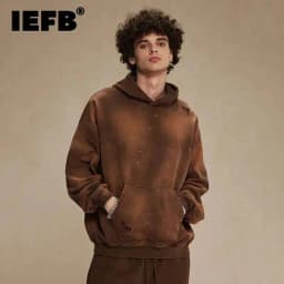 IEFB American Style Male Hoodies Make Old Spray Splash-ink Hole Design Men's Sweatshirt Winter Spring New Trendy Men Wear 9W123