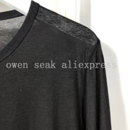 Owen Seak Men Bottoming Shirt 100% Cotton Gothic Style Women's Clothing Tops Tees Summer Women Casual Black Long Sweater Shirt