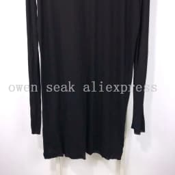 Owen Seak Men Bottoming Shirt 100% Cotton Gothic Style Women's Clothing Tops Tees Summer Women Casual Black Long Sweater Shirt
