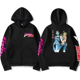 JoJo Bizarre Adventure Zip Up Hoodie Japanese Anime Funny Zipper Sweatshirt Manga Harajuku Cartoon Hip Hop Clothes Unisex Hooded